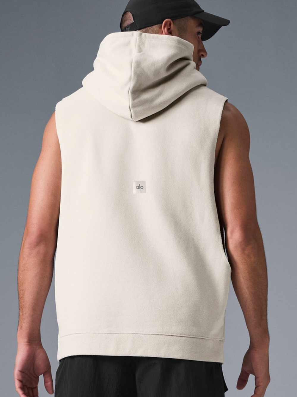 ALO Yoga Renown Sleeveless Hoodie Bone Beige Size S Vest